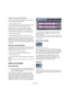 Page 112112
The Sample Editor
Creating a new event from the selection
You can create a new event that plays only the selected 
range, using the following method:
1.Make a selection range.
2.Press [Ctrl]/[Command] and drag the selection range 
to the desired audio track in the Project window.
Creating a new clip or audio file from the selection
You can extract a selection from an event and either cre-
ate a new clip or a new audio file, in the following way:
1.Make a selection range.
2.Select “Bounce Selection”...