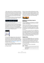 Page 131131
Traitement en temps réel Audio Warp
Dans la barre d’outils, vous trouverez trois champs nu-
mériques, affichant la mesure, le tempo audio et le nombre 
de mesures et de temps. Si par ex. le nombre de mesures 
n’est pas correct, vous devez corriger le tempo. Ceci s’ef-
fectue dans la colonne Tempo de la Bibliothèque. (Pour 
cela, le mode Musical doit être désactivé dans l’Éditeur 
d’Échantillons.)
Si vous n’avez pas spécifié le tempo pour le fichier audio dans la Biblio-
thèque ou (en activant le mode...