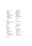 Page 212CUBASE SE
 212 Index
I
Insert (Effets Audio) 134
Installation
Mac
 35
Windows
 23
Instruments VST
Activer
 153
Affecter des pistes aux
 155
Jouer en temps réel
 159
Interface MIDI
Branchement
 49
Installation (Mac)
 35
Installation (Win)
 23
L
Latence 55
Lecture
En boucle
 108, 115
Libérer le Pilote ASIO en Tâche de
Fond
 44
Local On/Off
 51
Loupe (Outil)
 77
M
Mac OS X
Pilotes
 32
Macro
 183
Mémoire nécessaire
Mac
 31
Windows
 17
Menus
À propos
 66
Menu contextuel rapide
 67
Menu Fenêtre
 79
MIDI...