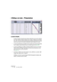 Page 466CUBASE SE
21 – 466 Les éditeurs MIDI
L’Éditeur en Liste – Présentation
La barre d’outils
La barre d’outils comporte de nombreux éléments qui sont les mêmes 
que dans l’Éditeur Clavier (édition solo, calage, réglage de quantifica-
tion, etc.). Ils ont été décrits précédemment dans ce chapitre. Les élé-
ments qui suivent se trouvent uniquement dans l’Éditeur en Liste :
• Le menu local d’Insertion est utilisé lors de la création de nouveaux événements.
Il sert à indiquer le type d’événement que vous désirez...