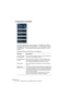 Page 546CUBASE SX/SL
22 – 546 Echtzeitbearbeitung von MIDI-Parametern und Effekten
Die Registerkarte »Send-Effekte«
Auf dieser Registerkarte können Sie bis zu vier MIDI-Send-Effekte 
hinzufügen. Sie können die Send-Effekte – im Unterschied zu Audio-
Send-Effekten – für jede einzelne Spur separat auswählen und ein-
schalten.
Folgende Parameter stehen Ihnen zur Verfügung:
Parameter Beschreibung
»e« (Schalter »MIDI-
Kanal bearbeiten)Wenn Sie auf diesen Schalter klicken, wird das Kanaleinstellun-
gen-Fenster für die...