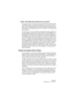 Page 521CUBASE LEVST System Link 25 – 521
L’option “Ports ASIO actifs uniquement pour les données”
Si vous envoyez d’un seul coup de très importantes quantités de don-
nées MIDI, il existe une faible probabilité pour que vous vous retrou-
viez à court de bande passante sur votre réseau VST System Link. Ce 
phénomène se manifeste par des notes “coincées” ou un timing deve-
nant erratique. 
Si c’est le cas, vous pouvez allouer davantage de bande passante aux 
données MIDI en sélectionnant l’option Activer les...