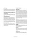 Page 44
Menübeschreibungen
Einleitung
Im vorliegenden Dokument finden Sie eine kurze Beschrei-
bung aller Menüoptionen in Cubase LE. Detaillierte Erläute-
rungen der Funktionen und ihrer Verwendung finden Sie in 
den entsprechenden Abschnitten im Benutzerhandbuch.
Das Cubase LE-Menü (nur Mac OS X)
Über Cubase LE…
Wenn Sie diese Option wählen, wird ein Fenster mit Infor-
mationen zur Versionsnummer usw. von Cubase LE ange-
zeigt.
Programmeinstellungen…
Mit diesem Befehl öffnen Sie den Programmeinstellun-...