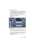 Page 283CUBASE SX/SL
Effets audio11 – 283
Ajouter et configurer les effets
Comme indiqué plus haut, vous pouvez, si vous le souhaitez, ajouter 
un simple effet d’Insert lorsque vous créez la piste/voie FX. Pour ajou-
ter et configurer des effets après la création de la piste/voie FX, vous 
pouvez utiliser soit l’Inspecteur pour cette piste (cliquez sur l’onglet 
Effets d’Insert) ou la fenêtre de Configuration des Effets : 
1.Cliquez sur le bouton d’édition (“e”) de la piste d’effet (dans la liste 
des pistes, la...