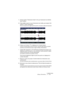 Page 425CUBASE SX/SL
L’Éditeur d’Échantillons 17 – 425
1.Activez l’option “Événement Audio” afin que l’événement soit affiché 
dans l’éditeur.
2.Faites défiler jusqu’à ce que l’événement soit visible, puis repérez l’éti-
quette “P” dans l’événement.
Si vous n’avez pas encore réglé le point de synchro, il est placé au début de l’événement.
3.Cliquez sur le fanion “P” et déplacez-le à l’endroit désiré.
Lorsque vous faites glisser le point de synchro, une bulle d’aide indique sa position 
actuelle (au format...