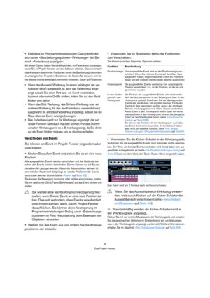 Page 5050
Das Projekt-Fenster
Ebenfalls im Programmeinstellungen-Dialog befindet 
sich unter »Bearbeitungsoptionen–Werkzeuge« der Be-
reich »Fadenkreuz anzeigen«.
Mit dieser Option haben Sie die Möglichkeit, ein Fadenkreuz anzuzeigen, 
wenn Sie im Projekt-Fenster und den Editoren arbeiten. Dies vereinfacht 
das Ansteuern bestimmter Positionen sowie die Bearbeitung, besonders 
in umfangreichen Projekten. Sie können die Farben für die Linie und für 
die Maske und die jeweilige Linienbreite einstellen. Dabei gilt...