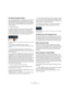 Page 116116
The Transpose functions
The Global Transpose setting
If you are working with drum and percussion loops or with 
special effects (FX) loops, you normally want to exclude 
these events from being transposed. This can be achieved 
by locking them using the Global Transpose setting. Pro-
ceed as follows:
1.Open your project.
2.Select the desired event or part and set the “Global 
Transpose” setting on the info line to “Independent”.
A symbol will be displayed in the lower right corner of the selected...