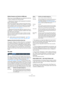 Page 3434
The Project window
Editing Transpose and Velocity for MIDI parts
When one or several MIDI parts are selected, the info line 
contains Transpose and Velocity fields.
Adjusting the Transpose field transposes the selected 
parts in semitone steps.
Note that this transposition doesn’t change the actual notes in the part – 
it’s just a “play parameter”, affecting the notes on playback. The transpo-
sition you specify for a part on the info line is added to the transposition 
set for the whole track. For...