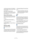 Page 4444
El Editor de Muestras
•También puede usar la función “Convertir Regiones en 
Eventos” del submenú Avanzado en el menú Audio para 
tal fin (vea el capítulo “La ventana de Proyecto” en el Ma
-
nual de Operaciones).
Exportar regiones como archivos de audio
Si crea una región en el Editor de Muestras la puede ex-
portar al disco duro como un nuevo archivo de audio. Esto 
se realiza desde la Pool, vea el capítulo “La Pool” en el 
Manual de Operaciones.
Dibujar en el Editor de Muestras
Es posible editar el...
