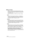 Page 620NUENDO
24 – 620 Exportieren eines Audio-Mixdowns
MPEG-Layer-3-Dateien
MPEG-Layer-3-Dateien haben die Dateinamenerweiterung ».mp3«. 
Durch hoch entwickelte Komprimierungsalgorithmen kann die Größe 
von MP3-Dateien bei einer gleich bleibend guten Audioqualität sehr 
gering gehalten werden.
Folgende Einstellungen sind für MPEG-Layer-3-Dateien verfügbar:
Kanäle
Verwenden Sie die entsprechenden Optionen, um festzulegen, ob 
eine Mono- oder Stereodatei erzeugt werden soll. Je nachdem, wel-
che Option Sie...