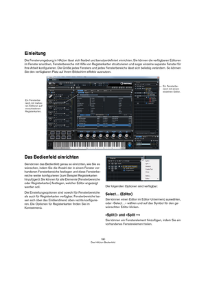 Page 180180
HALion Sonic
•Um einen Insert-Effekt zu editieren, klicken Sie auf den 
e-Schalter des Slots, dessen Effekt Sie bearbeiten möch
-
ten. Es lässt sich immer nur ein Effekt bearbeiten. Der e-
Schalter leuchtet auf und zeigt damit an, welcher Effekt 
gerade bearbeitet wird. Die Parameter des entsprechen
-
den Insert-Effekts werden im unteren Bereich angezeigt.
ÖDer Mix-Parameter eines Effekts, der in einem AUX-
Bus eingefügt ist, wird standardmäßig auf 50
 % einge-
stellt.
Effekte verschieben
So können...