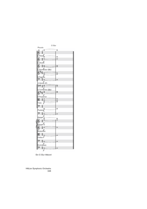 Page 246HALion Symphonic Orchestra
246 Ein C-Dur-Akkord
C-Dur
Piccolo
2 Flöten
2 Oboen
2 Klarinetten (Bb)
2 Fagotts
2 Hörner (F)
2 Trompeten (Bb)
3 Posaunen
Tuba
Pauken
Geigen 1
Geigen 2
Bratschen
Cellos
Kontrabass 