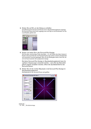 Page 554WAVELAB
19 – 554 Le Montage Audio
Mixage – la fonction Transformation (Render)
La fonction Render, dans la Section Maître, permet de “transformer” tout 
ou une partie du Montage en un seul fichier audio ou plusieurs fichiers 
dans le cas d’un Montage multicanal. 
La fonction Render peut servir à plusieurs choses :
• Elle sert pour la gravure de CD à partir d’un Montage Audio gourmand en puis-
sance, car elle permet de procéder d’abord à la transformation de tous les traite-
ments puis d’effectuer la...