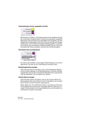 Page 606WAVELAB
21 – 606 Gravure de CD audio
Le format CD audio – Informations générales
Ce chapitre a pour but de vous fournir des informations sur le format CD, 
afin de vous aider à mieux comprendre la manière de créer les vôtres. 
C’est un vaste sujet, et nous ne pourrons que l’effleurer ici. Pour de plus 
amples renseignements, essayez de trouver un ouvrage complet sur le 
sujet, ou cherchez des informations sur Internet.
Les formats CD de base
Il existe un certain nombre de formats différents pour le...