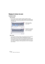 Page 82WAVELAB
6 – 82 Édition dans la fenêtre audio
Réglage du facteur de zoom
À propos du zoom
Zoom horizontal
• Si vous zoomez en arrière au maximum, la fenêtre accueille tout le fichier.
• Si vous zoomez en avant au maximum, chaque échantillon se verra attribuer quel-
ques pixels à l’écran. Vous pouvez ainsi éditer les formes d’onde très précisément, 
à l’échantillon près.
Zoom vertical
• Si vous zoomez en arrière au maximum, toute la hauteur de la forme d’onde tient 
dans la fenêtre. Pour le vérifier,...