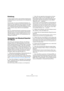 Page 189189
Sampling und Erzeugen von Loops
Einleitung
In diesem Kapitel werden unterschiedliche Arbeitsweisen 
für die Erstellung von Loop-Sounds (z. B. für Sampler) be-
schrieben. 
Das Erzeugen von Loops wird häufig bei Samplern ver-
wendet, um das unbegrenzte (oder zumindest sehr lange) 
Halten (Sustain) vieler instrumentaler Klänge zu simulie-
ren. In WaveLab Essential finden Sie Werkzeuge zum Er-
zeugen weicher Loops, selbst für die komplexesten 
Klänge.
Was wir in WaveLab Essential normalerweise als...