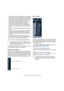 Page 1515
Connessioni VST: Configurazione bus ingresso e uscita
 Le tracce stereo si possono assegnare a bus d’ingresso mono, 
a bus d’ingresso stereo o a bus child stereo in un bus surround.
 Le tracce stereo si possono assegnare a Ingressi Esterni con-
figurati nella pagina Studio della finestra Connessioni VST. 
Questi possono essere bus d’ingresso mono o stereo e pos-
sono anche essere assegnati all’ingresso Talkback.
 Le tracce stereo possono anche essere assegnate a bus 
d’uscita mono, bus gruppi mono, o...