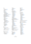 Page 9999
Índice alfabético
A
Abrir
Proyecto 40, 43
Acción de inicio 74
Activar
Sequel 9
Afinar 15
Ajustar tamaño
Eventos 56
Zona de arreglos 51
Zona múltiple 58
Ajuste manual de los tiempos 69, 79
AmpSimulator 96
Añadir automatización 31
Añadir nueva pista (Botón) 44
Añadir pistas 43
Audio 13
Archivo
Botón y menú 40
Arpeggiator 61
Arreglos
Información 35
Modo Live Pads 35
Modo Reproducción en 
cadena 36
Atributos de medios 66
Audio
Conectar 86
Automatización
Editar/escribir 44
Mostrar 44
AutoPan 96
B
Bloquear...