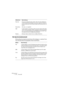 Page 274VST-Instrumente1 – 274 D’cota SE
Die Synchronisationsmodi
Mit den Synchronisationsmodi können Sie festlegen, in welcher Form 
der LFO-Durchlauf die gespielten Noten beeinflusst:
Ramp Up Erzeugt eine Sägezahnwelle aufwärts. Wenn Sie diese Wellenform 
auf die Tonhöhe eines Oszillators anwenden, steigt die Tonhöhe bis 
zu einem bestimmten Punkt. Danach beginnt der Durchlauf sofort von 
Neuem.
Ramp Down Wie oben, nur umgekehrt.
S&H In diesem Modus verwendet der LFO auch den anderen LFO. Wenn 
z. B. für »LFO...