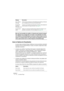 Page 114NUENDO
5 – 114 La fenêtre Projet
Bien qu’il soit possible de modifier à n’importe quel moment la plupart 
des réglages de la Configuration du Projet, il est préférable de choisir 
une fréquence d’échantillonnage une fois pour toutes lorsque vous dé-
marrez un nouveau projet. Pour que la lecture soit optimale, tous les fi-
chiers audio doivent avoir la même fréquence d’échantillonnage.
Zoom et Options de Visualisation
Le zoom dans la fenêtre Projet s’effectue via les procédures standard 
de Zoom (voir le...