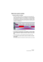 Page 115NUENDO
Les éditeurs MIDI 3 – 115
Édition dans la piste de contrôleur
À propos des pistes de contrôleur
Par défaut, la partie contrôleur ne comporte qu’une seule piste, affi-
chant un type d’événement à la fois. Cependant, vous pouvez aisément 
ajouter des pistes en faisant un clic droit (Win) ou un [Ctrl]-clic (Mac) 
sur l’affichage et en sélectionnant “Nouvelle piste de contrôleur” à par-
tir du menu contextuel. Vous pouvez alors superviser et éditer plusieurs 
contrôleurs simultanément.
La piste de...