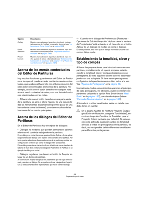 Page 6969
Empezando por la base
Acerca de los menús contextuales 
del Editor de Partituras
Hay muchas funciones y parámetros del Editor de Partitu-
ras a las que vd. puede acceder mediante menús contex-
tuales, que se abren al hacer clic con el botón derecho del 
ratón sobre determinados elementos de la partitura. Por 
ejemplo, un clic con el botón derecho en cualquier nota 
abre el menú contextual de notas, con una lista de funcio-
nes relacionadas con las notas.
Al hacer clic con el botón derecho en una parte...