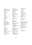 Page 208208
Indice analitico
A
Accelerando 121
Accenti sopra ai Gambi 136
Accenti sopra ai Righi 136
Aggiusta Pagina/Larghezza 64
Allinea
Testo 159
Allineamento
Dinamiche 148
Simboli 147
Alterazioni
Info 116
Anacrusi 180
Applica chiude le finestre delle 
Proprietà 67
Aprire un layout 168
Archetto su e giù 118
Arranger 197
Ascolto 91
Auto Quantiz. 77
B
Barra di filtro 65, 66
Barra di filtro visivo 65
Beams (Tratti d’unione) 120
Blocca - Pulsante 91
Blocca Layer (evento) 142
Block Text - Simbolo 162
Box di...