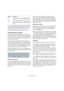 Page 5353
Editing di parti di batteria
ÖTutte le impostazioni in una drum map (tranne Pitch) si 
possono modificare direttamente nel drum sound list o 
nella finestra di dialogo Impostazioni Drummap (vedere 
“Finestra Impostazioni Drummap” a pag. 54).
Le modifiche influenzano tutte le tracce che utilizzano la drum map.
Intonazione, Nota-I e Nota-O
Questo argomento potrebbe generare confusione, ma 
una volta capito il meccanismo non è poi così complicato. 
La “teoria” che segue aiuta a ricavare il massimo dal...