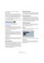 Page 361361
MIDI processing and quantizing
The parameters have the following functionality:
Minimum Length
When the Minimum Length checkbox is activated, the 
note length is taken into account, allowing you to remove 
short notes. You can either specify the minimum length 
(for notes to be kept) in the value display or by dragging 
the blue line in the graphical length display below.
The graphical length display can correspond to 1/4 bar, 
one bar, two bars or four bars.
You change this setting by clicking in...