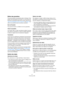 Page 2222
Périphériques MIDI
Édition des paramètres
Vous pouvez éditer les paramètres dans le dialogue “Assi-
gnation des Paramètres de Contrôle” ou vous pouvez sé-
lectionner le paramètre désiré dans la liste à gauche (voir 
“Zone des Propriétés (en bas à gauche)” à la page 19) et 
éditer ses propriétés dans les sections suivantes :
Nom du Paramètre
Vous permet d’entrer ou d’éditer le nom du paramètre.
Valeur du paramètre
Les champs “Min” et “Max” permettent de définir l’éventail 
des valeurs du paramètre. La...