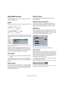 Page 178178
MIDI processing and quantizing
Other MIDI functions
The following items can be found on the Functions sub-
menu of the MIDI menu:
Legato
Extends each selected note so that it reaches the next note.
You can specify a gap or overlap for this function with the 
“Legato Overlap” setting in the Preferences (Editing–MIDI 
page).
When using Legato with this setting, each note will be extended to end 
5 ticks before the next note.
When you activate “Legato Mode: Selected Only”, the 
length of the note will...