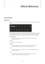 Page 210Effects Reference
210
Reverb Effects
REVerence
REVerence is a convolution tool that allows you to apply room characteristics (reverb) to the
audio.
By recording an impulse in a room, you capture the characteristics of this room. Convolution
superimposes these characteristics to the sound. The result is a very natural sounding
reverb. Included with this effect is a collection of high-quality reverb impulse responses.
Impulse Response
Allows you to select an impulse response. This determines the basic...