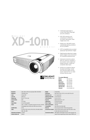 Page 2XD-10m Spec 3/1/01 3:27 PM Page 2 
BOXLIGHT
XD-10m
projector...