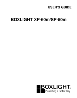 Page 1USER’S GUIDE
BOXLIGHT XP-60m/SP-50m 