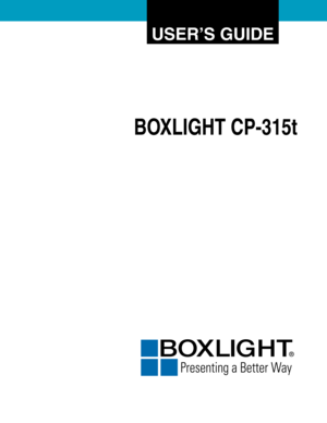 Page 1BOXLIGHT CP-315t
USER’S GUIDE 