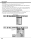 Page 48OK ?
Ye s
No630
1056
47
4
Stored1
Stored
48
MAIN MENU DISPLAY
PC ADJUSTMENT
DISPLAY
MODE FREE
The Mode free function is provided to confirm or clear the parameter data produced by PC ADJUST.
1. Press the MENU BUTTON and the MAIN MENU DISPLAY dialog box will appear.
2. Press the POINT LEFT/RIGHT BUTTON(s) to select PC ADJUST and press the SELECT (REAR CLICK) BUTTON.
Another dialog box Where to reserve will appear.
3. Press the POINT DOWN BUTTON and a red arrow will appear.
4. Move the arrow to one of the...