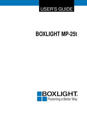 Page 1USER’S GUIDE
BOXLIGHT MP-25t 