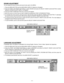 Page 30– 30–
SOUND ADJUSTMENT
You can adjust the sound volume and sound mute used in the MENU.
1. Press the MENU BUTTON and the MAIN MENU DISPLAY dialog box will appear.
2. Press the POINT LEFT/RIGHT BUTTON(s) to select SOUND and press the SELECT (REAR CLICK) BUTTON. Another
dialog box SOUND ADJUST DISPLAY will appear.
3. Press the POINT DOWN BUTTON and a red arrow will appear.
4. Move the arrow to an item that you want to adjust by pressing the POINT UP/DOWN BUTTON(s).
5. To increase the sound volume, point...