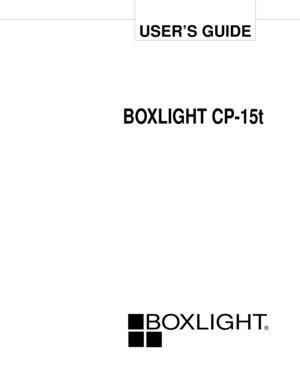 Page 1USER’S GUIDE
BOXLIGHT CP-15t
BOXLIGHT® 