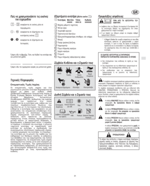 Page 3GR
GR
31
    −  áíáöÝñïíôáé óå åîáñôÞìáôá ôïõ
êéíçôÞñáôçò åéêüíáò 
.
19
Ðþò íá ÷ñçóéìïðïéÞóåôå ôéò åéêüíåò
ôïõ åã÷åéñéäßïõ
 − áíáöÝñïíôáé óå åéêüíåò ìÝóá óå
ðåñéãñÜììáôá.
 − áíáöÝñïíôáé óå åîáñôÞìáôá êáé
ëåéôïõñãßåò.
1
ÃñÜøôå åäþ ôï ÌïíôÝëï
, Ôýðï, êáé Êùäéêü ôïõ êéíçôÞñá óáò
ãéá ìåëëïíôéêÞ ÷ñÞóç.
ÃñÜøôå åäþ ôçí çìåñïìçíßá áãïñÜò ãéá ìåëëïíôéêÞ ÷ñÞóç.
Ôå÷íéêÝò Ðëçñïöïñßåò
ÏíïìáóôéêÝò ÔéìÝò Éó÷ýïò
Ïé ïíïìáóôéêÝò ôéìÝò éó÷ýïò ãéá Ýíá
ìåìïíùìÝíï ìïíôÝëï êéíçôÞñá äéáìïñöþíïíôáé
áñ÷éêÜ ìå âÜóç ôïí êþäéêá...