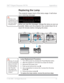 Page 43
© 3M 2008.  All Rights Reserved.  41
3M™ Digital Projector DX70i                                              Appendices
Replacing the Lamp
The projector keeps track of the lamp usage. It will show 
you a warning message:
When you see this message, change the lamp as soon as 
possible. Make sure the projector has cooled down for at 
least 30 minutes before changing the lamp. 
Lamp Replacement Procedure:
1.  Turn off the power by pressing the Power/Standby button.
2.  Allow the projector to cool down for...