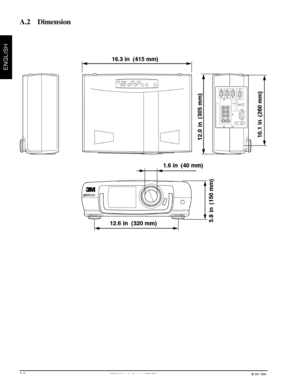 Page 223Mª Multimedia Projector MP8730© 3M 1998
ENGLISH
A.2    Dimension
A.2
Downloaded From projector-manual.com 3M Manuals 