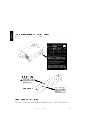 Page 53M
ENGLISH
Laser Aperture
LASER RADIATION
CAUTION
AVOID EXPOSURE-
8745 OG-English  8/26/99, 3:37 PM
4 