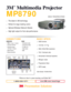 Page 1MP8790
3M
™
Multimedia Projector
CONNECTIONS BASIC SPECS
Serial  
Control
Component
Video Input
(DVD,etc.)RCA
Audio
Input
USB
Input Computer
Audio
Input
RCA
Video
Input
COMPUTER
>RGB (x1 input, x1 output)
>
Computer (DVI-D)
>Computer Audio
(x2 input, x1 output)
>
Serial Control
>Mouse emulationVIDEO
>Composite video
>Component Video 
>S-video (x1)
>Video Audio
>BNC
S-video
Input
Computer
Audio
Input
Computer
Video InputComputer
DVI-D
www.3M.com / meetings
1-800-328-1371
>3500 lumens
>12.6 lbs / 5.7 kg...