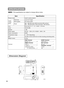 Page 39Dimension Diagram
ItemSpecification
Product nameLiquid crystal projector
Liquid
crystal
panelPanel size1.8 cm (0.7 type)
Drive systemTFT active matrix
PixelsS50480,000 pixels (800 horizontal x600 vertical)
X50786,432 pixels (1024 horizontal x 768 vertical)
LensZoom lens F=1.7 ~ 2.1  f=36.8 ~ 47.8 mm
Lamp150 W UHB
Speaker1.0W
Power supplyAC100 ~ 120V, 2.7A / AC220 ~ 240V, 1.3A
Power consumption240W
Temperature range0 ~ 35°C (Operating)
Size316 (W) x 93 (H) x254 (D) mm (Not including protruding parts)...