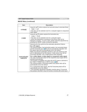 Page 2727
IMAGE Menu
Item Description
H PHASE
