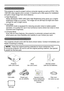 Page 3
3

Projector features / About contents of  package
Projector features
This projector is used to project various computer signals as well as NT\
SC / PAL 
/ SECAM video signals onto a screen. It requires just a little space for\
 installation 
and gets a large image from short distance.
 High Brightness
Newly developed 65W UHB (Ultra High Brightness) lamp gives you a higher 
brightness image on a screen. The image can be still kept as bright and clean 
enough for use in bright rooms.
 Low Noise...