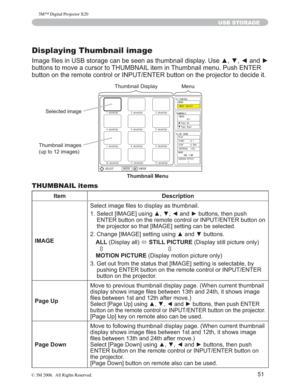 Page 52
51
USB STORAGE
Displaying Thumbnail image
,PDJH