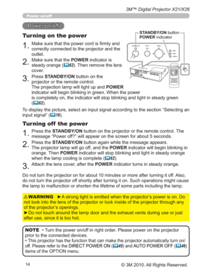 Page 14
3M™ Digital Projector X21/X26
