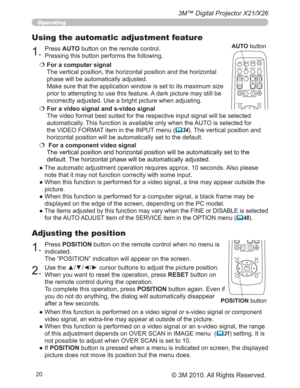 Page 20
3M™ Digital Projector X21/X26
